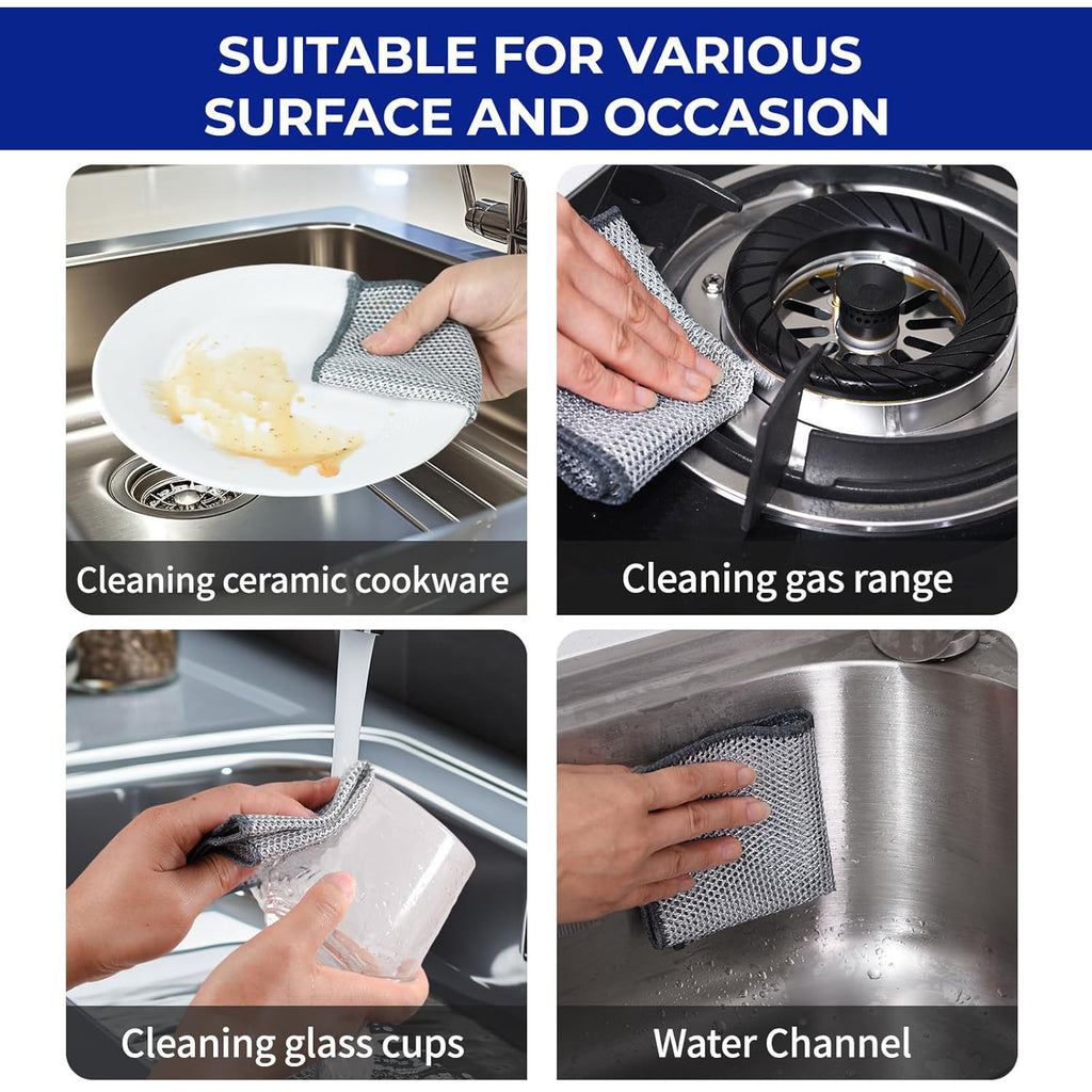 15-Pack Kitchen Cleaning Scouring Pads - 
Double-Sided, Oil Proof, Heavy Duty 
Scrubbing Cloths for Dishes & Surfaces
