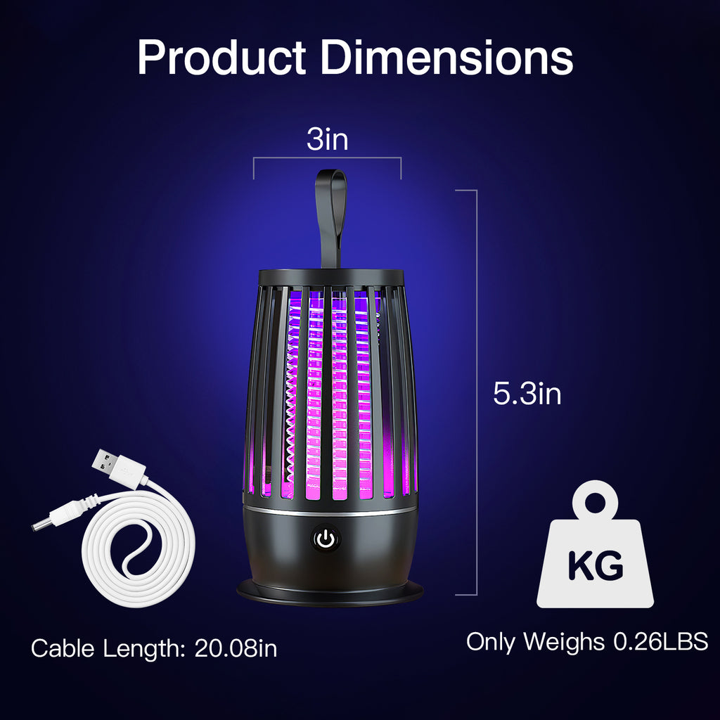 Mosquito Killer Lamp Bug Zapper - 
Rechargeable UV Light Trap, Indoor & 
Outdoor, Night Light for Summer