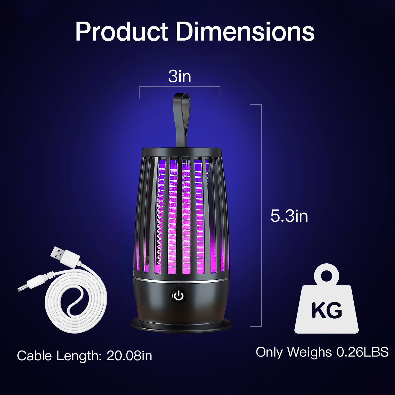 Mosquito Killer Lamp Bug Zapper - 
Rechargeable UV Light Trap, Indoor & 
Outdoor, Night Light for Summer