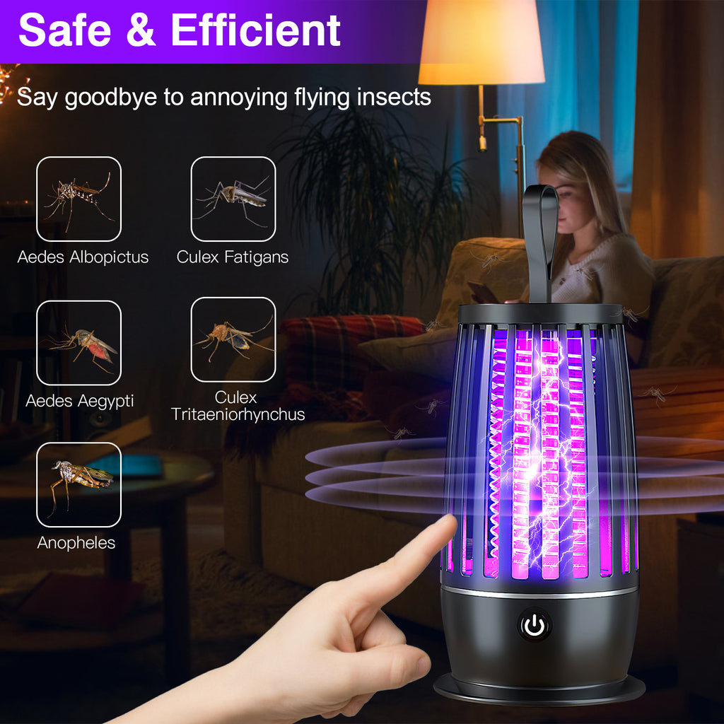 Mosquito Killer Lamp Bug Zapper - 
Rechargeable UV Light Trap, Indoor & 
Outdoor, Night Light for Summer