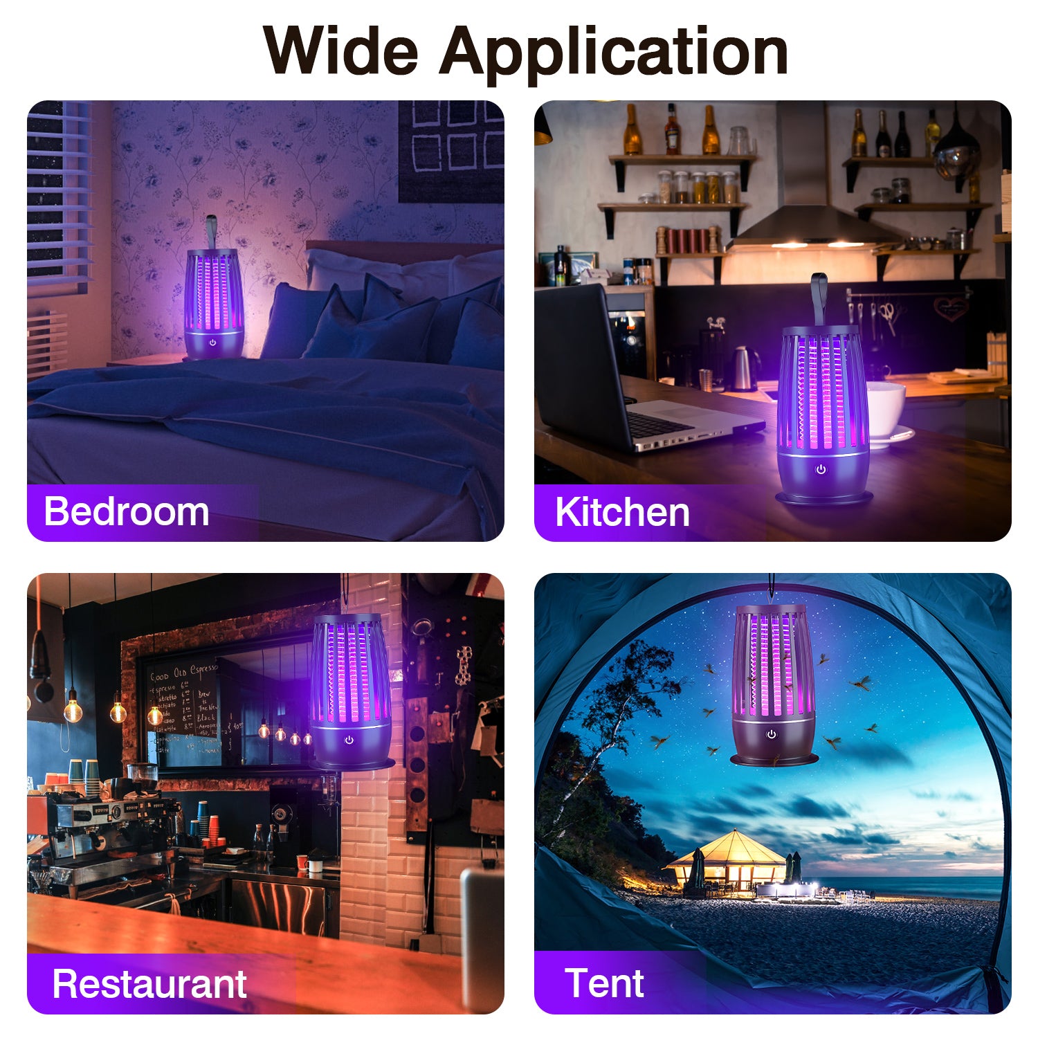 Mosquito Killer Lamp Bug Zapper - 
Rechargeable UV Light Trap, Indoor & 
Outdoor, Night Light for Summer